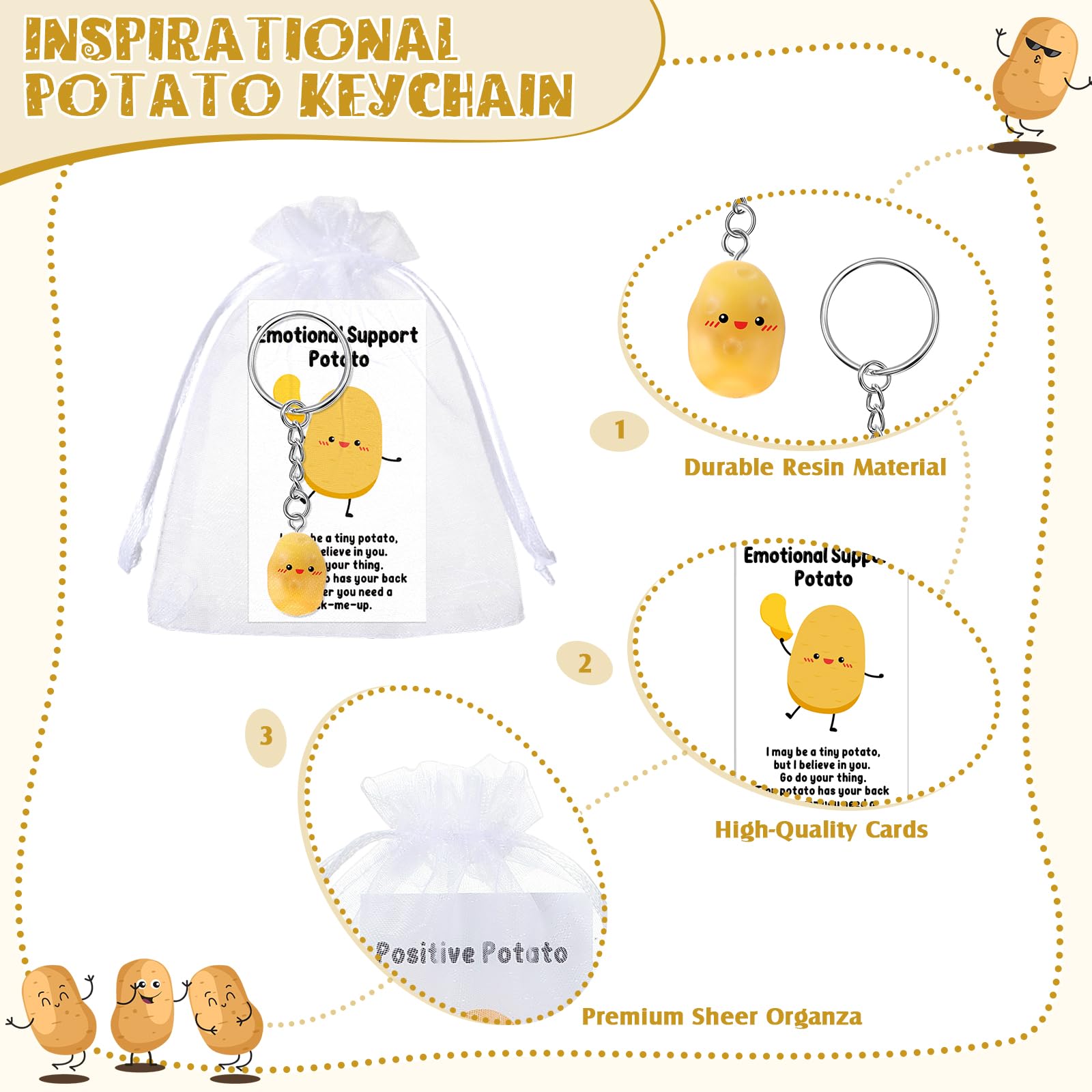 Amazon.com: Kigley 30 Sets Positive Potato Keychains Bulk with